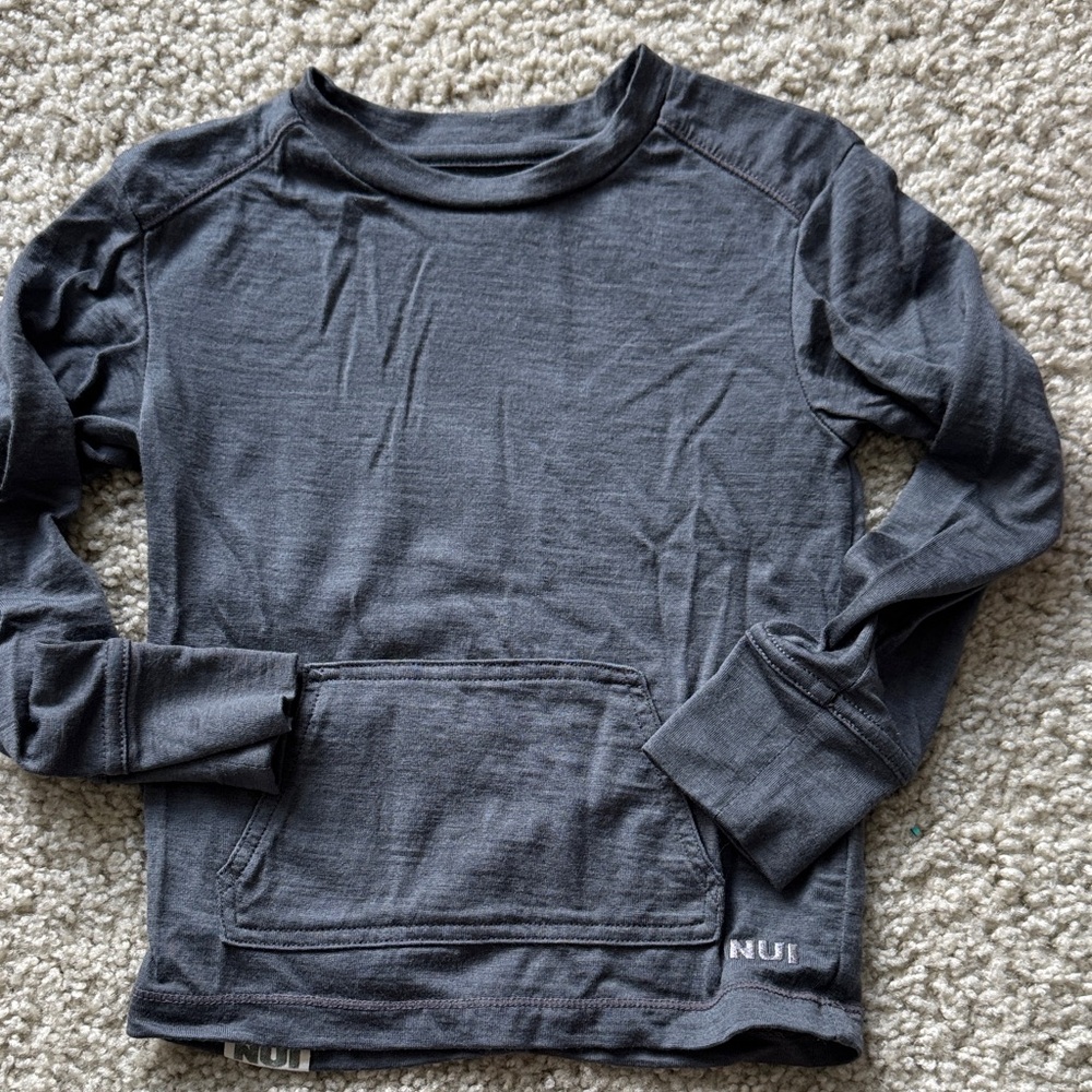 Nui - Kids Charcoal Merino wool long sleeve top (dark grey) 3T